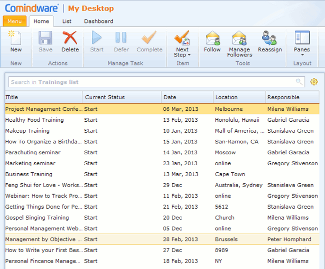 Comindware Tracker list of work items