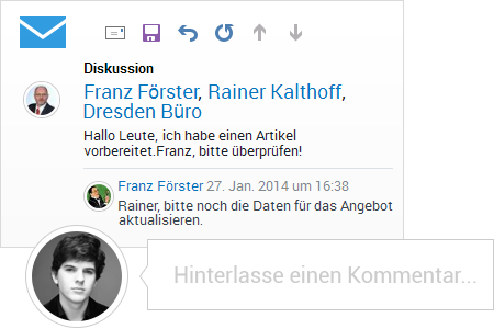 Email-Diskussionen in Online Collaboration Tool
