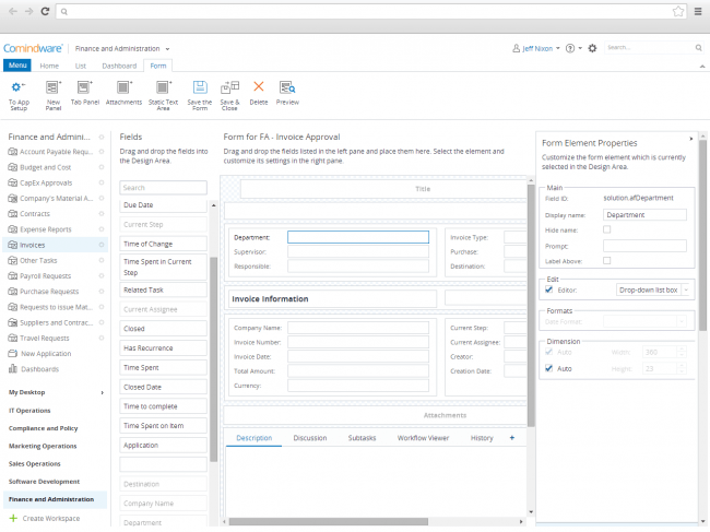 Graphical Form Builder with business rules